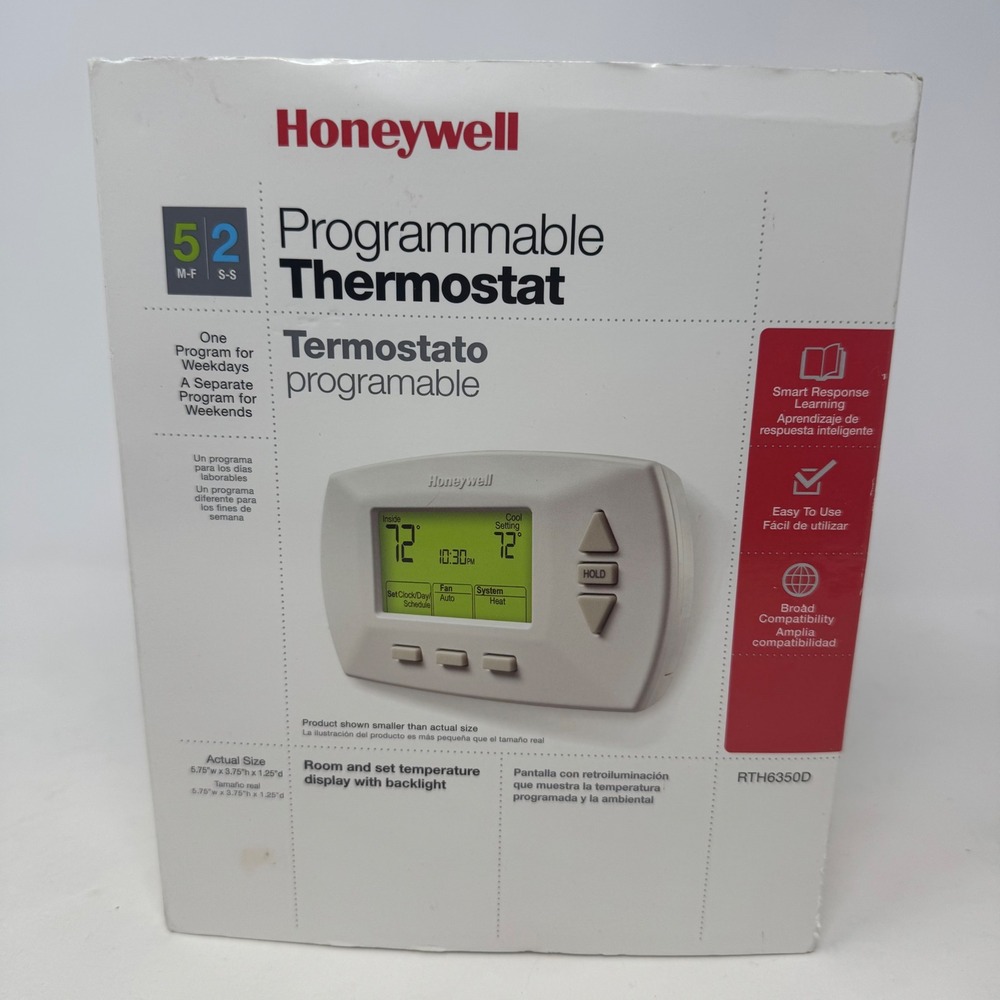 Honeywell RTH6350D 5-2 Day Programmable Thermostat‎ White Backlit Display NEW